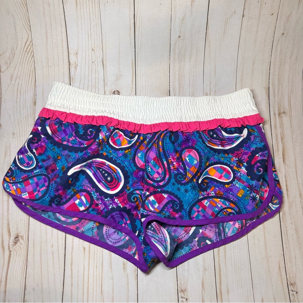 OP Women's Blue and Purple Paisley Athletic Shorts